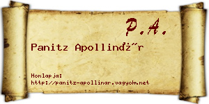 Panitz Apollinár névjegykártya